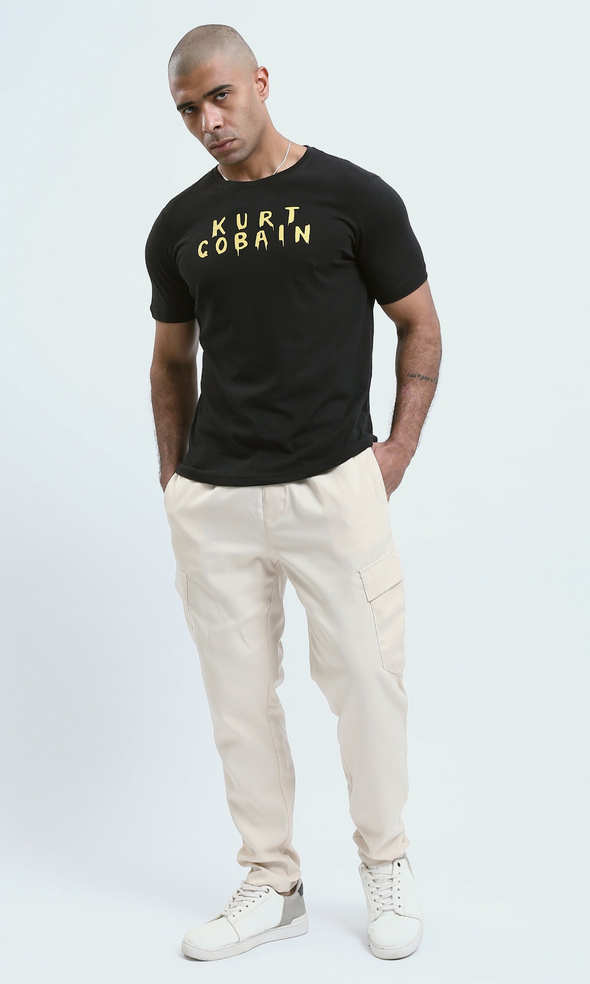 o190170 - Crew Neck Casual Black Printed Summer Tee