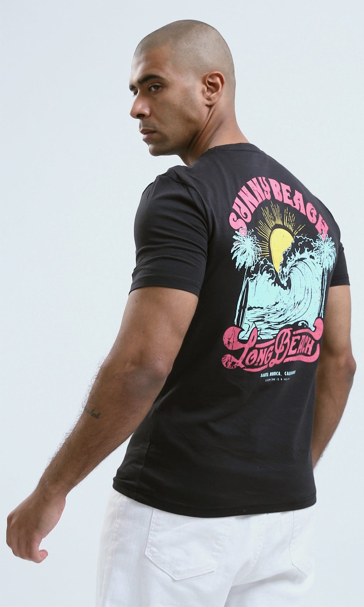 o190171 - Casual Printed Short Tee With Front Drawstring