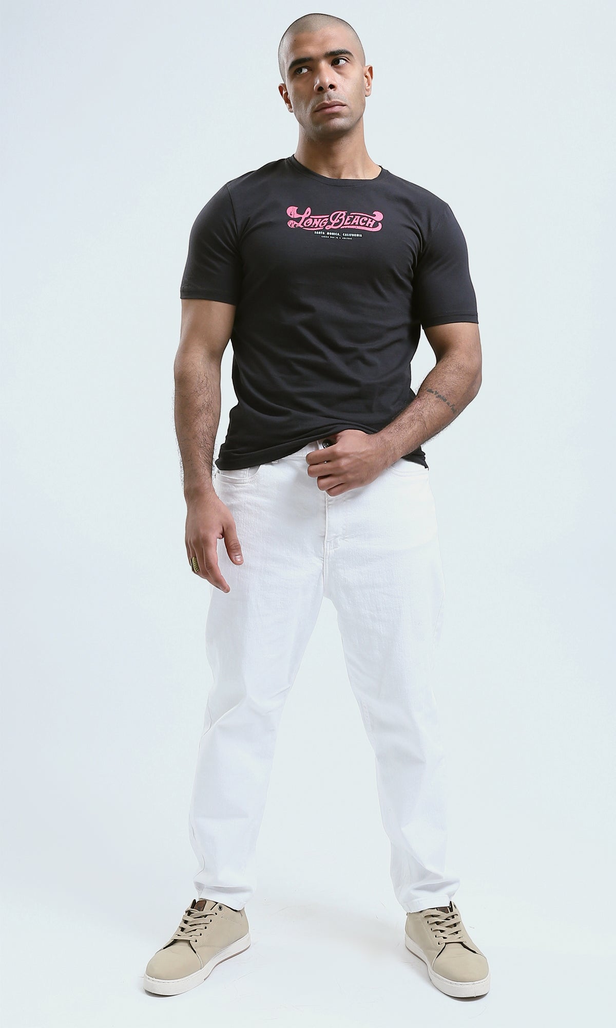 o190171 - Casual Printed Short Tee With Front Drawstring