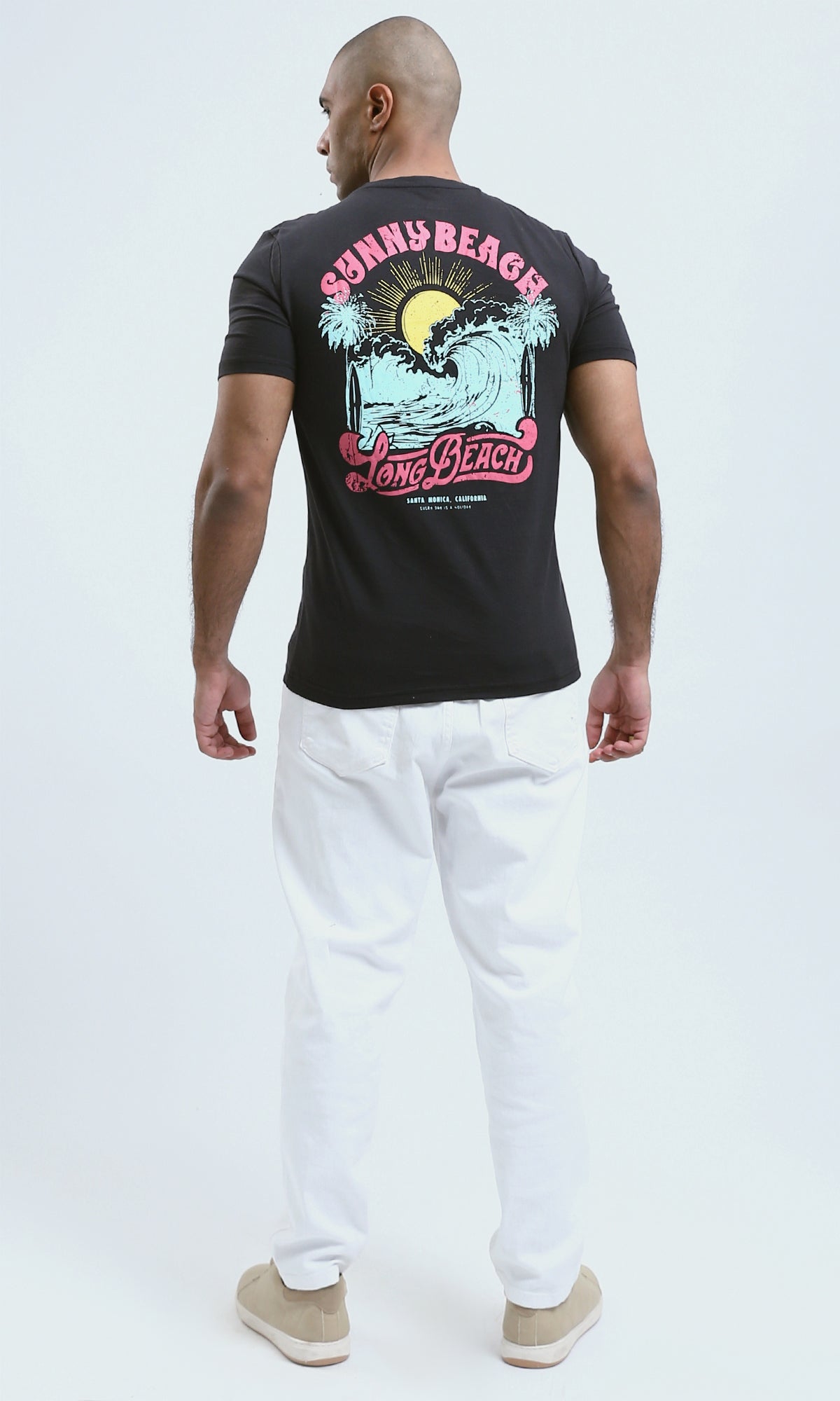 o190171 - Casual Printed Short Tee With Front Drawstring
