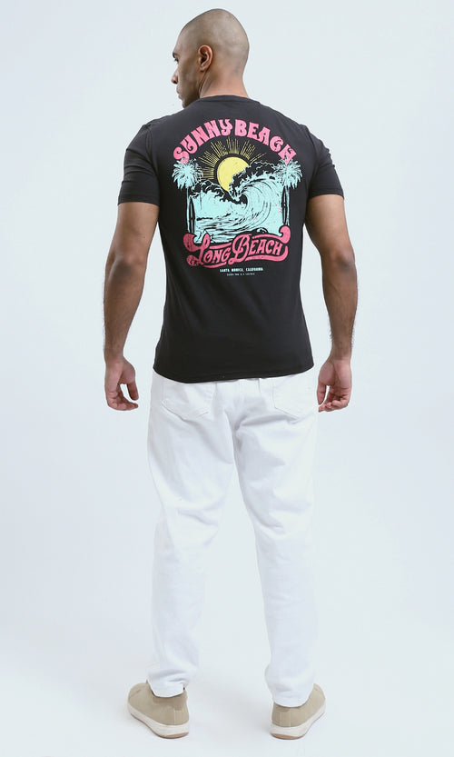 o190171 - Casual Printed Short Tee With Front Drawstring