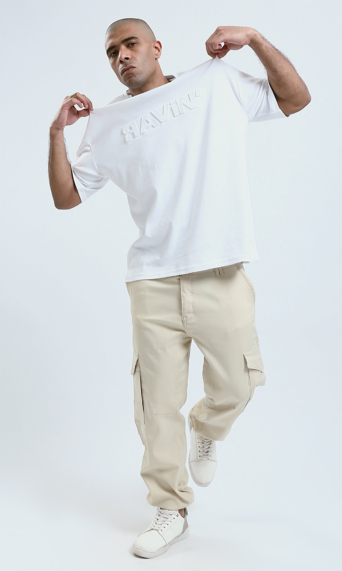 O190187 Off-White Elbow Sleeves Relaxed Fit Summer Tee