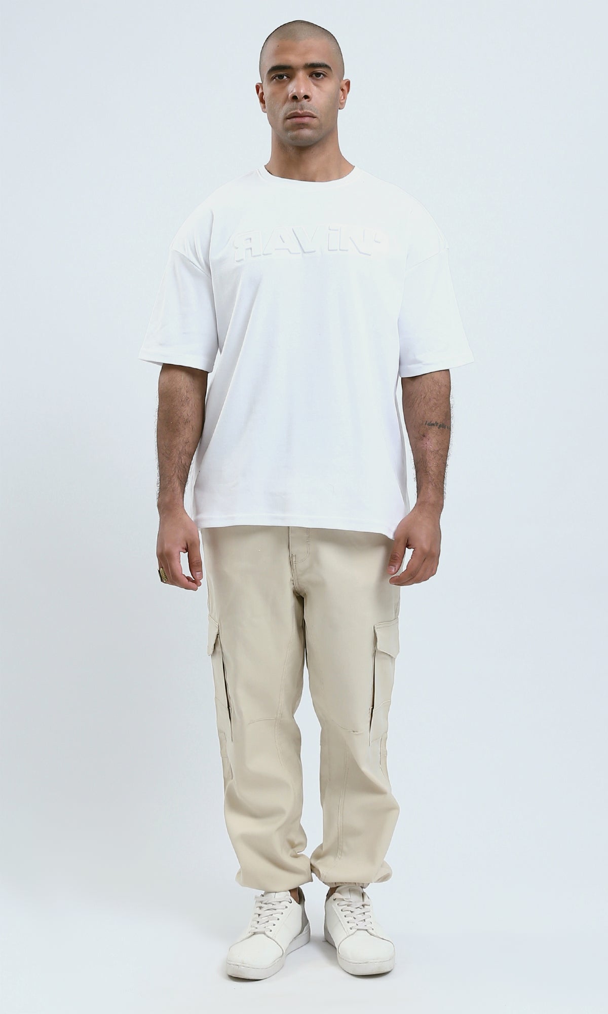 O190187 Off-White Elbow Sleeves Relaxed Fit Summer Tee