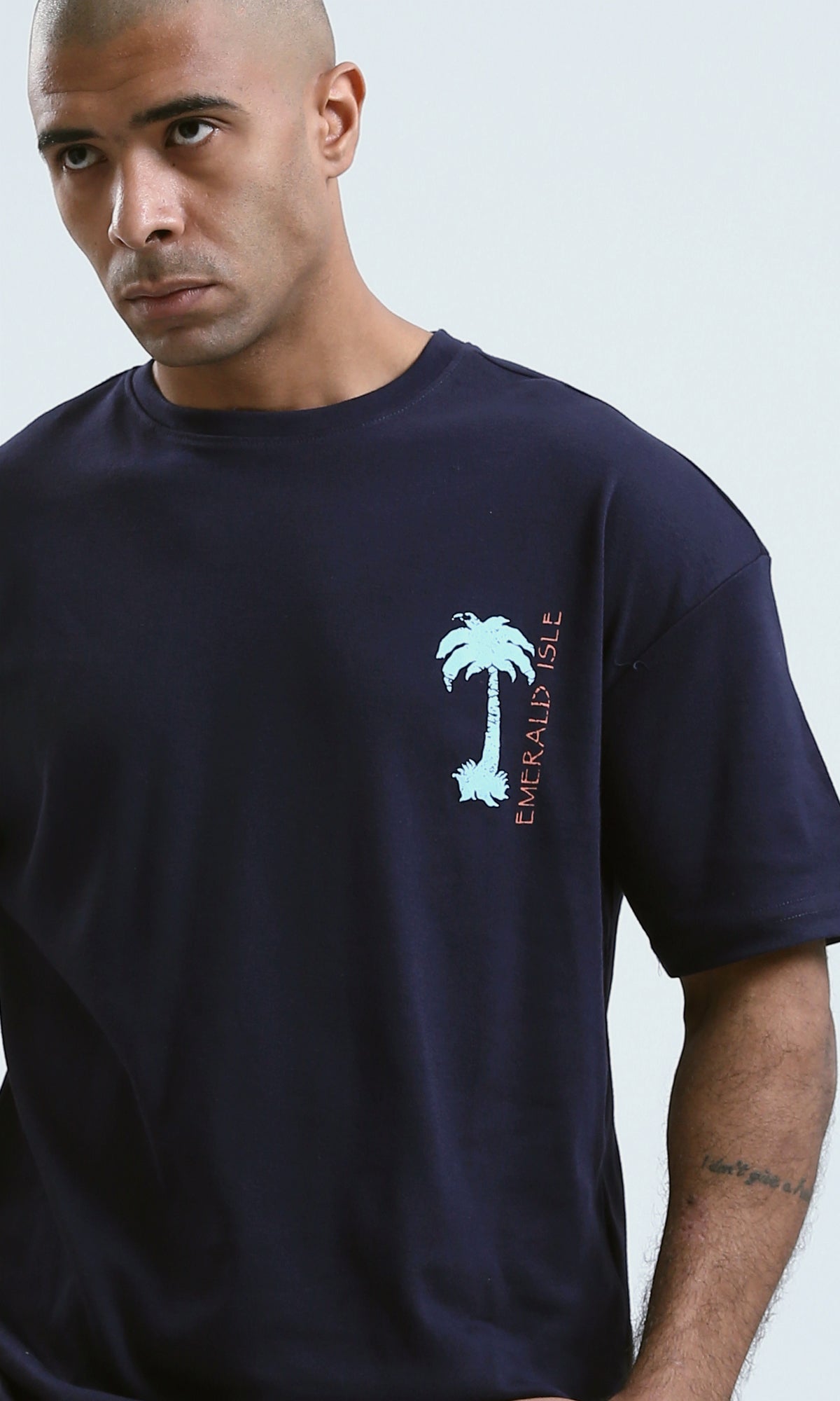 o190190 - Dark Navy Casual Printed Summer Tee