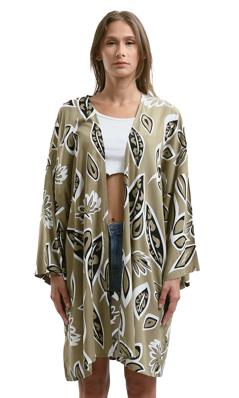 O190347 Multicolour Long Sleeves Comfy Patterned Cardigan