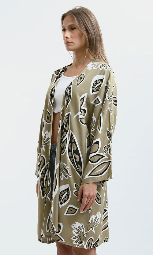 O190347 Multicolour Long Sleeves Comfy Patterned Cardigan