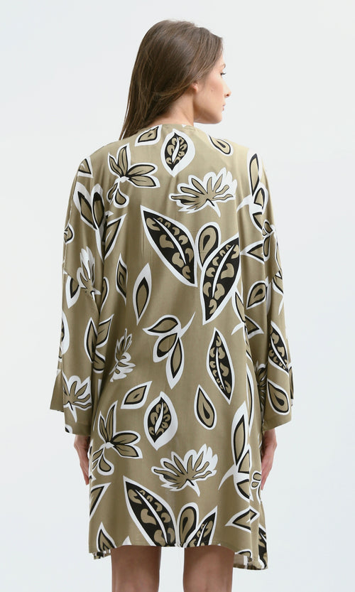 O190347 Multicolour Long Sleeves Comfy Patterned Cardigan