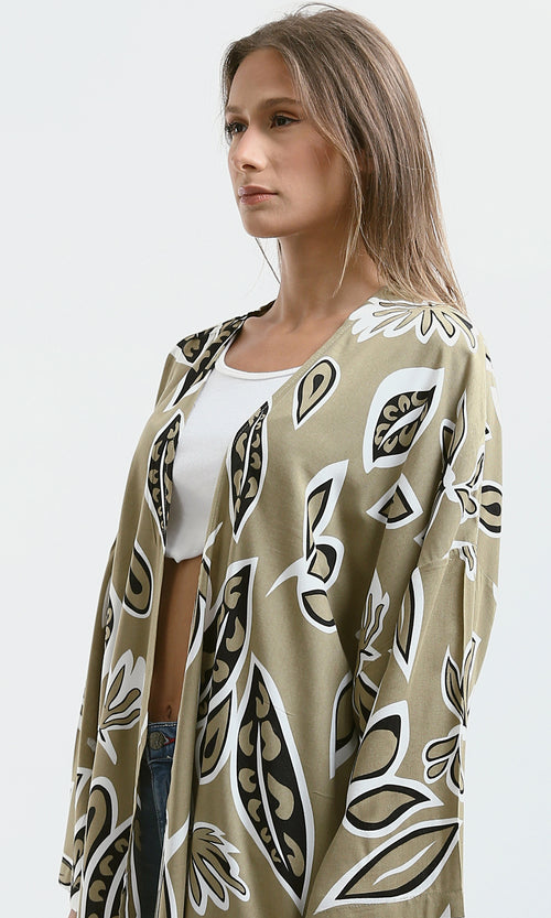 O190347 Multicolour Long Sleeves Comfy Patterned Cardigan