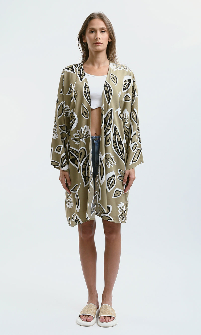 O190347 Multicolour Long Sleeves Comfy Patterned Cardigan