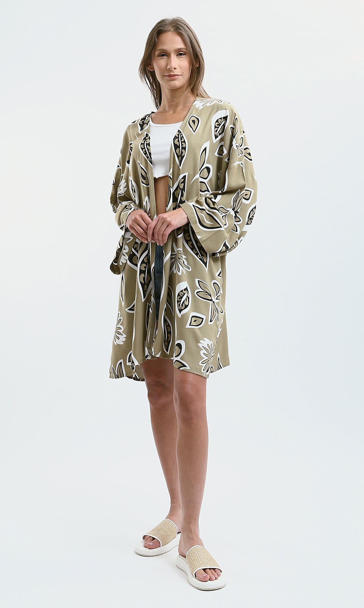O190347 Multicolour Long Sleeves Comfy Patterned Cardigan
