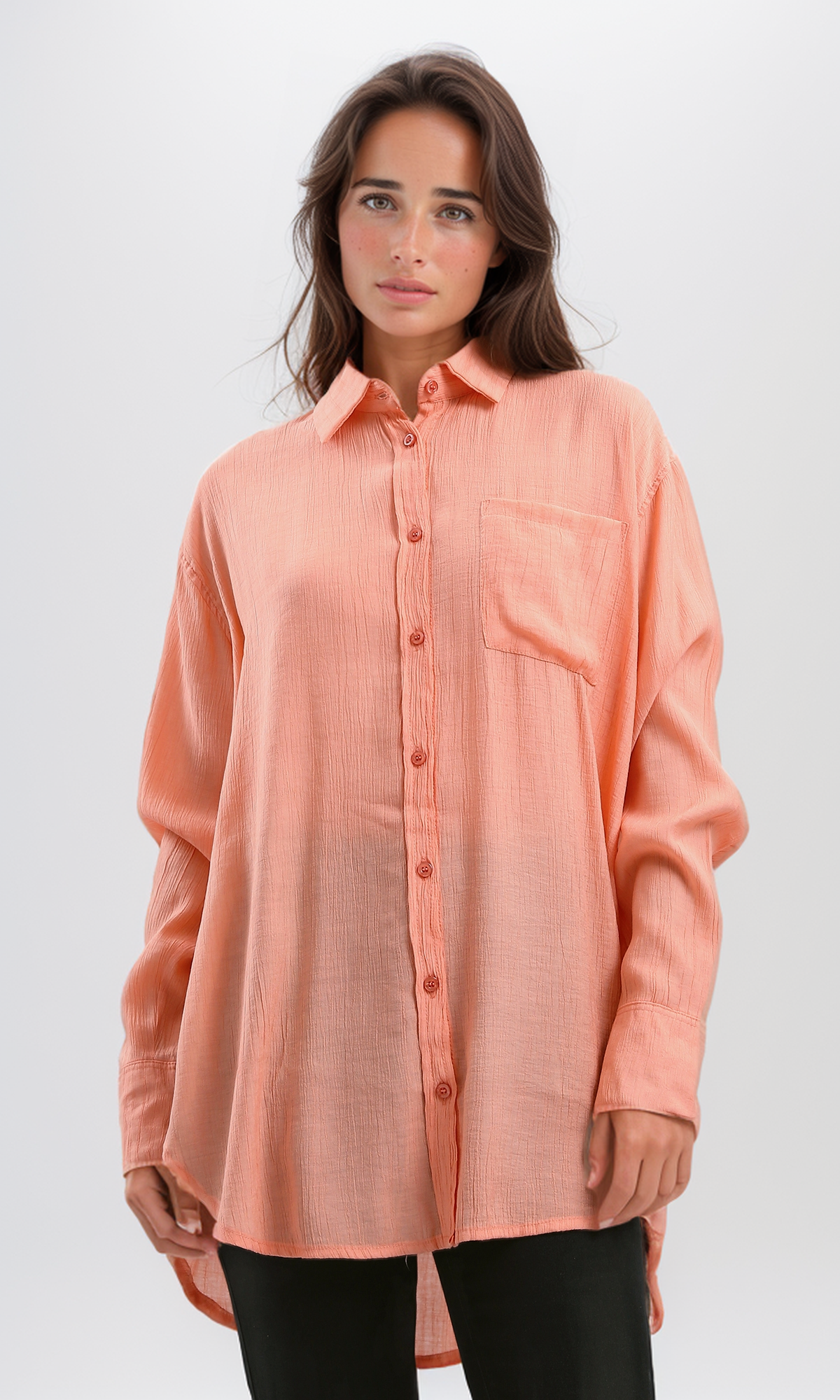 O190356 Long Sleeves Loose Fit Light Simone Shirt With Pocket