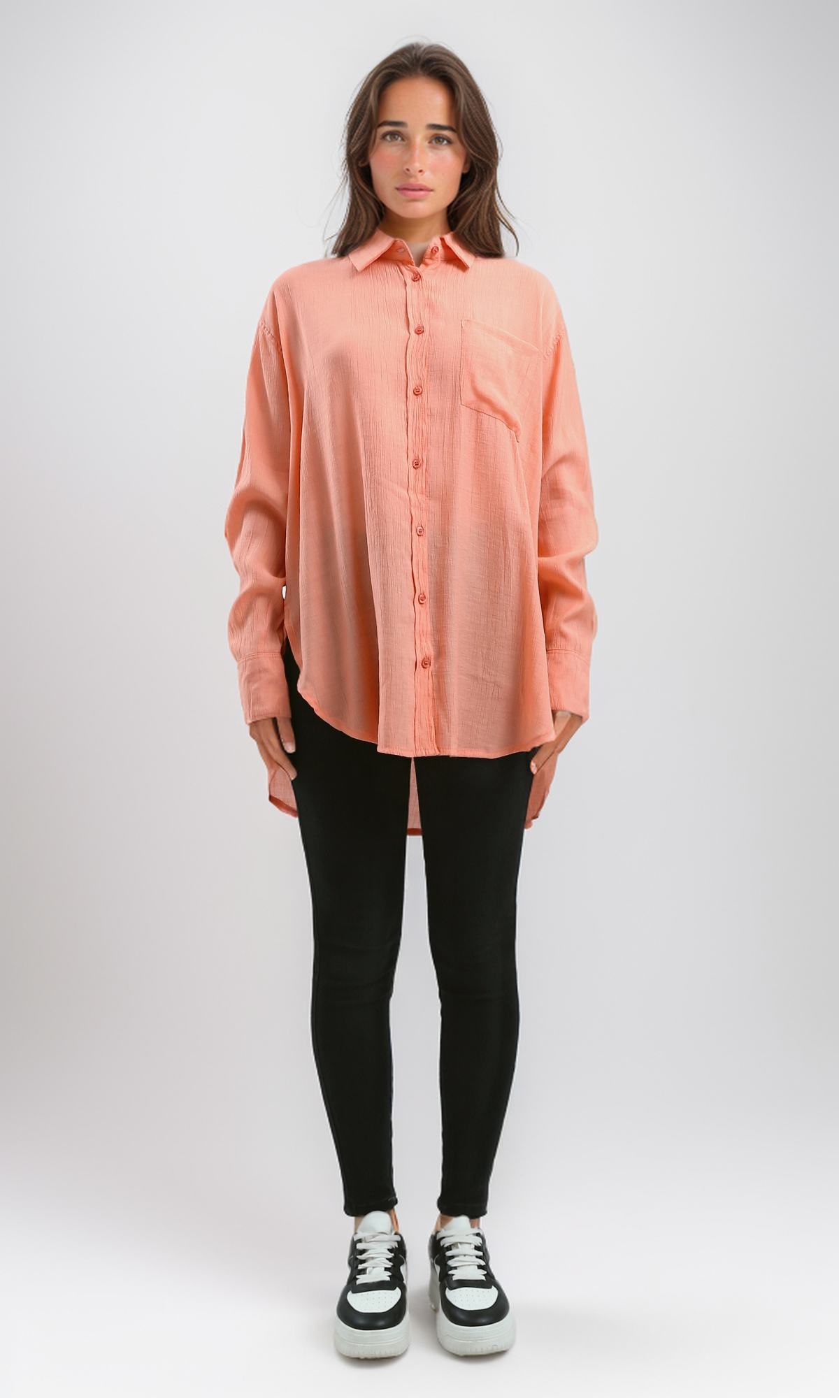 O190356 Long Sleeves Loose Fit Light Simone Shirt With Pocket