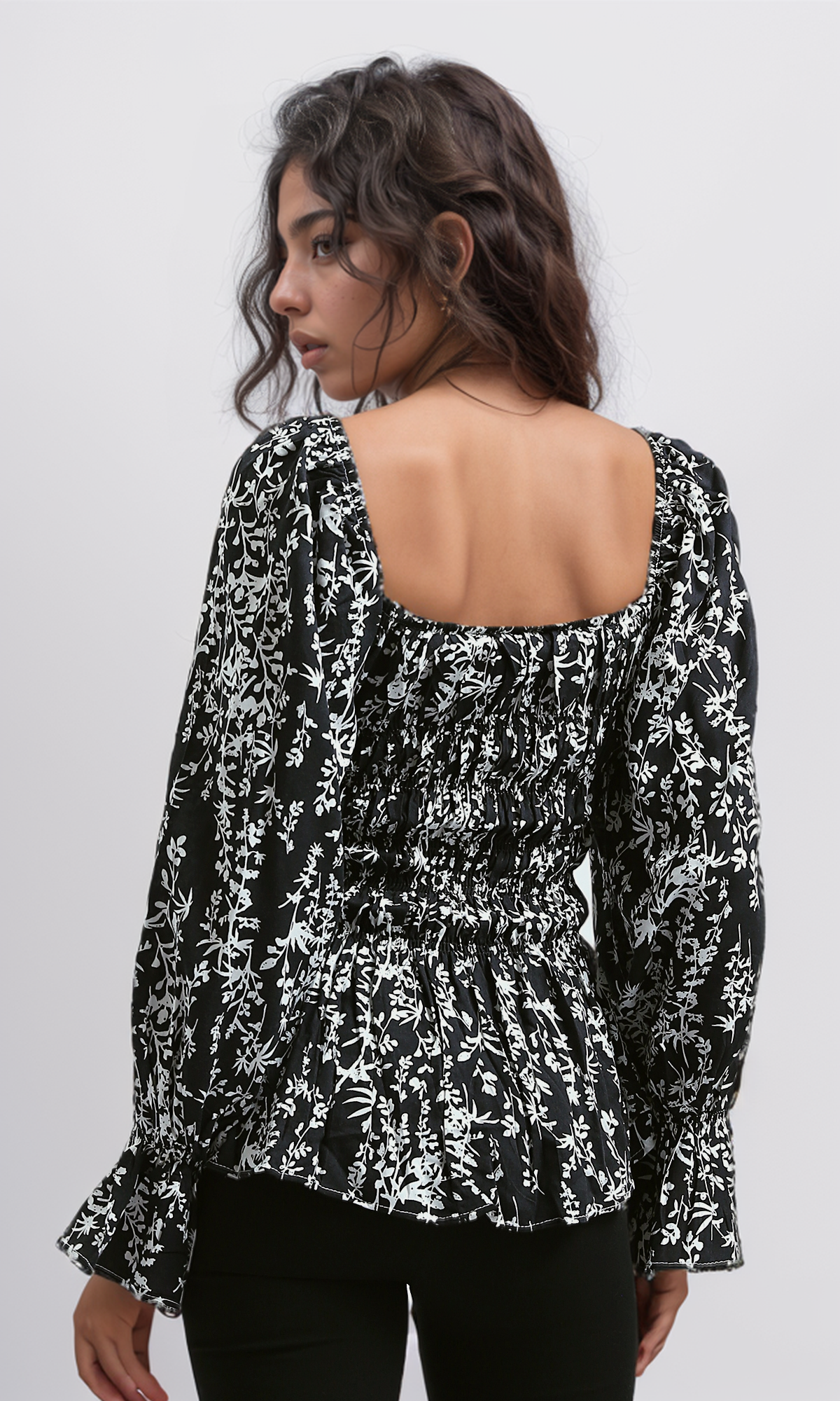 O190363 Long Sleeve Off-Shoulder Blouses Shirts - Multicolor