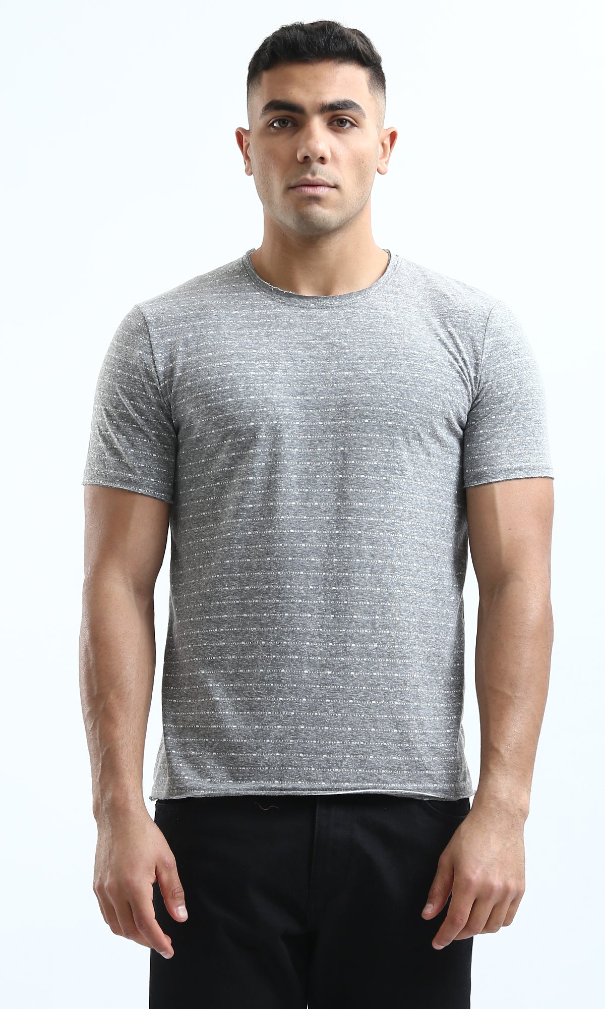 O190365 Heather Medium Grey Short Sleeves Slip On Tee