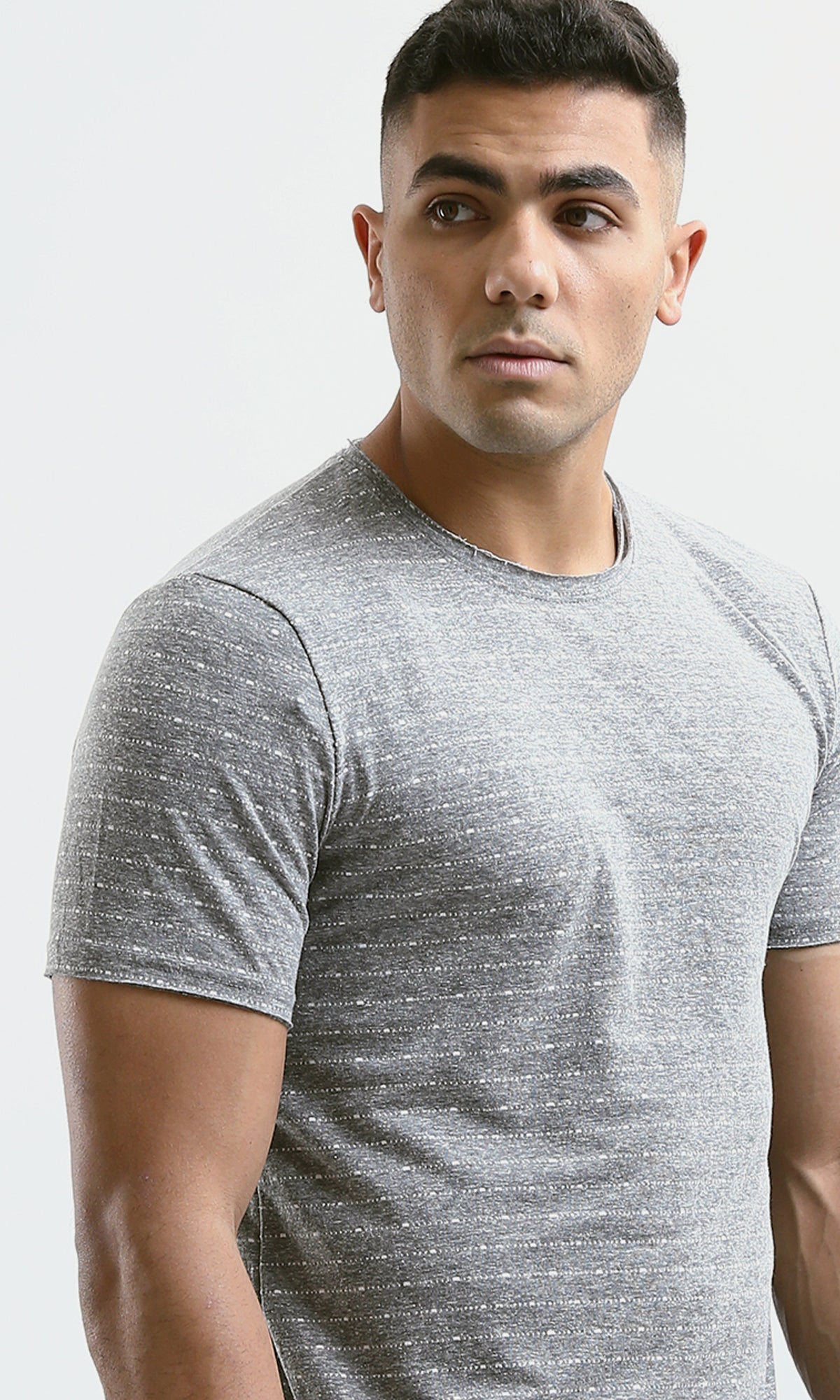 O190365 Heather Medium Grey Short Sleeves Slip On Tee