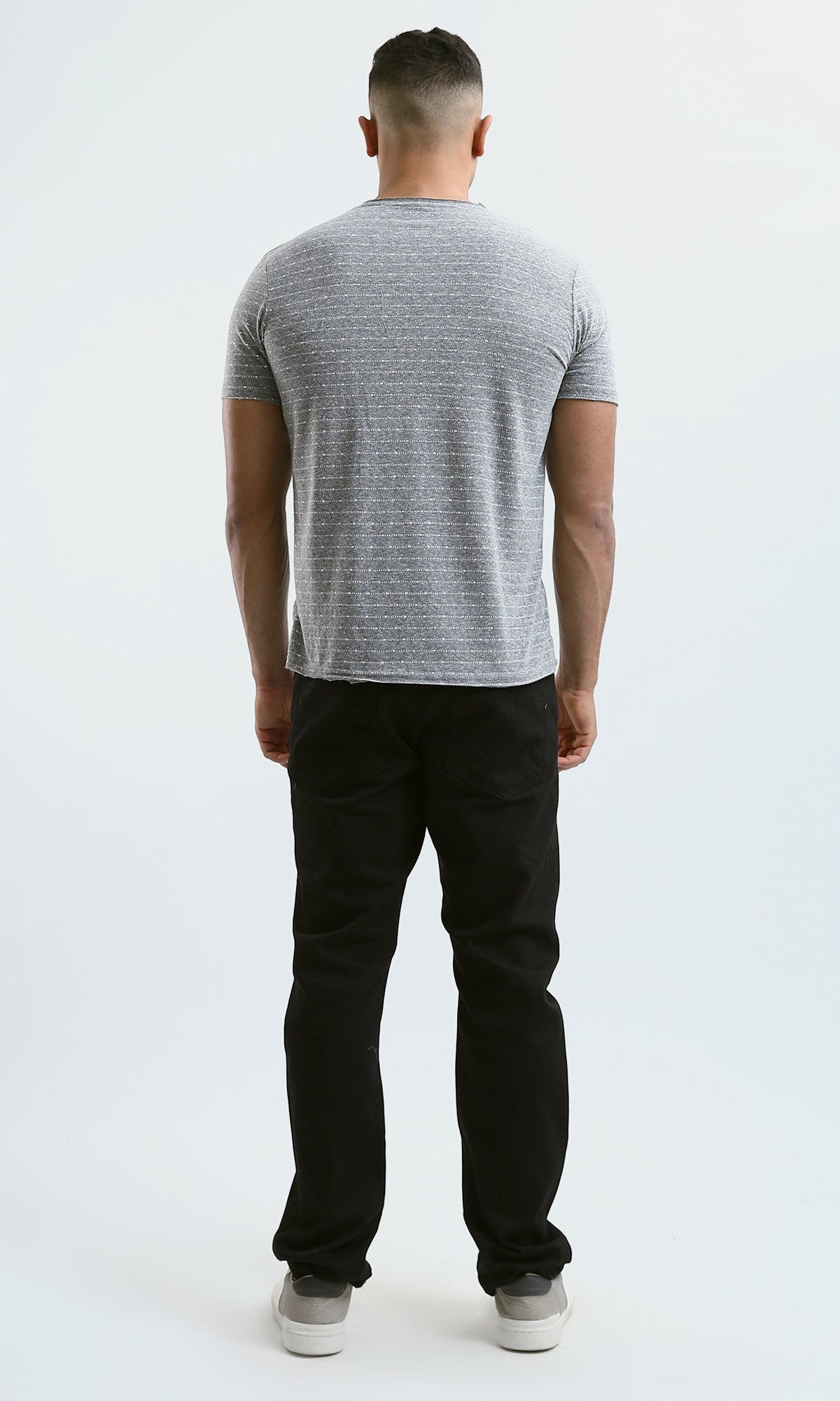 O190365 Heather Medium Grey Short Sleeves Slip On Tee