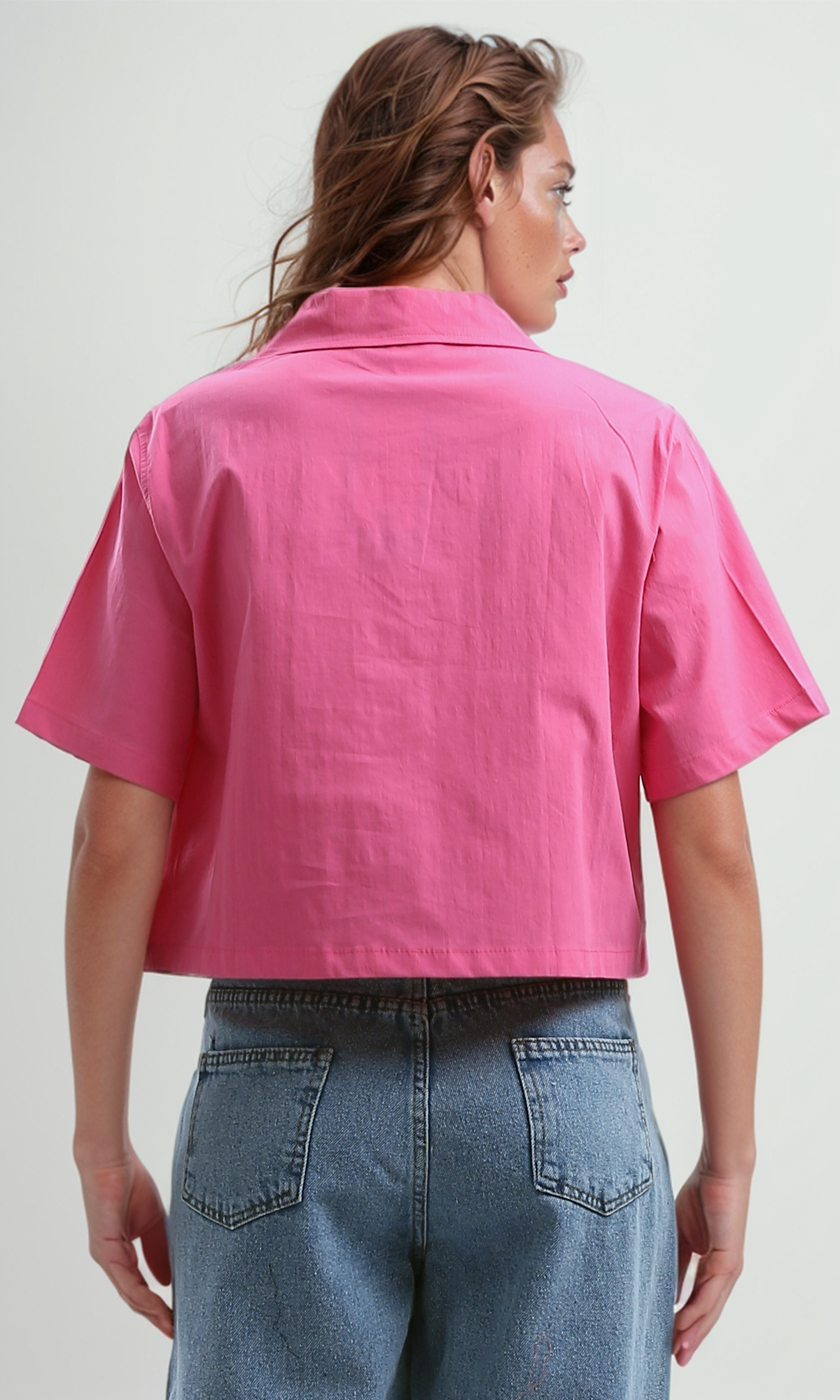 O190368 Regular Fit Casual Short Sleeves Shirt - Fushia