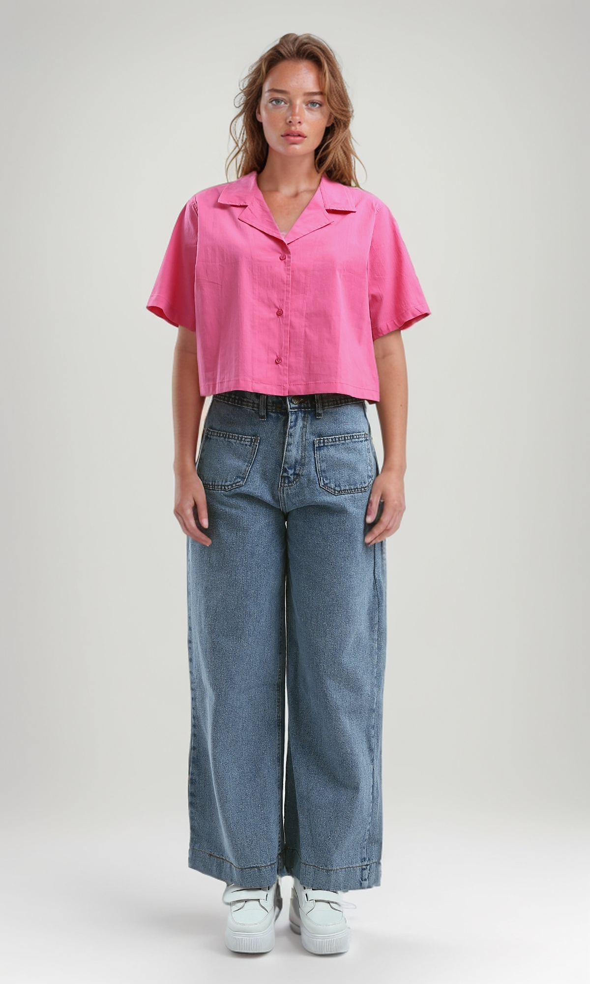 O190368 Regular Fit Casual Short Sleeves Shirt - Fushia