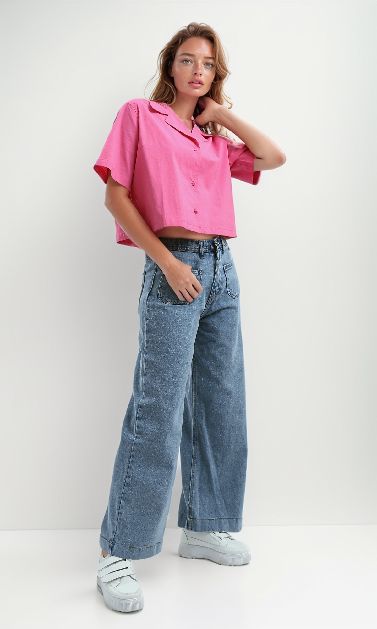 O190368 Regular Fit Casual Short Sleeves Shirt - Fushia