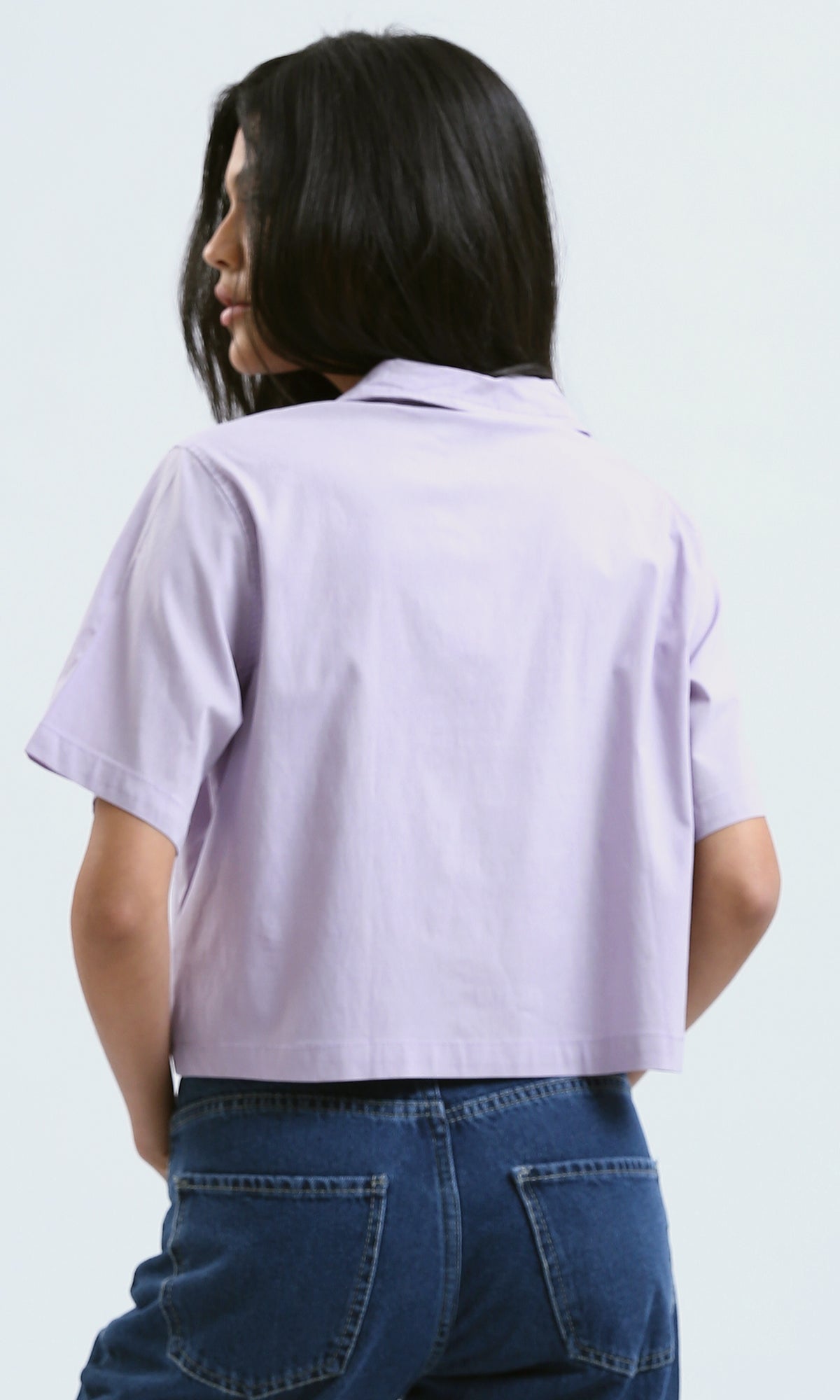 O190371 Regular Fit Solid Light Purple Short Shirt