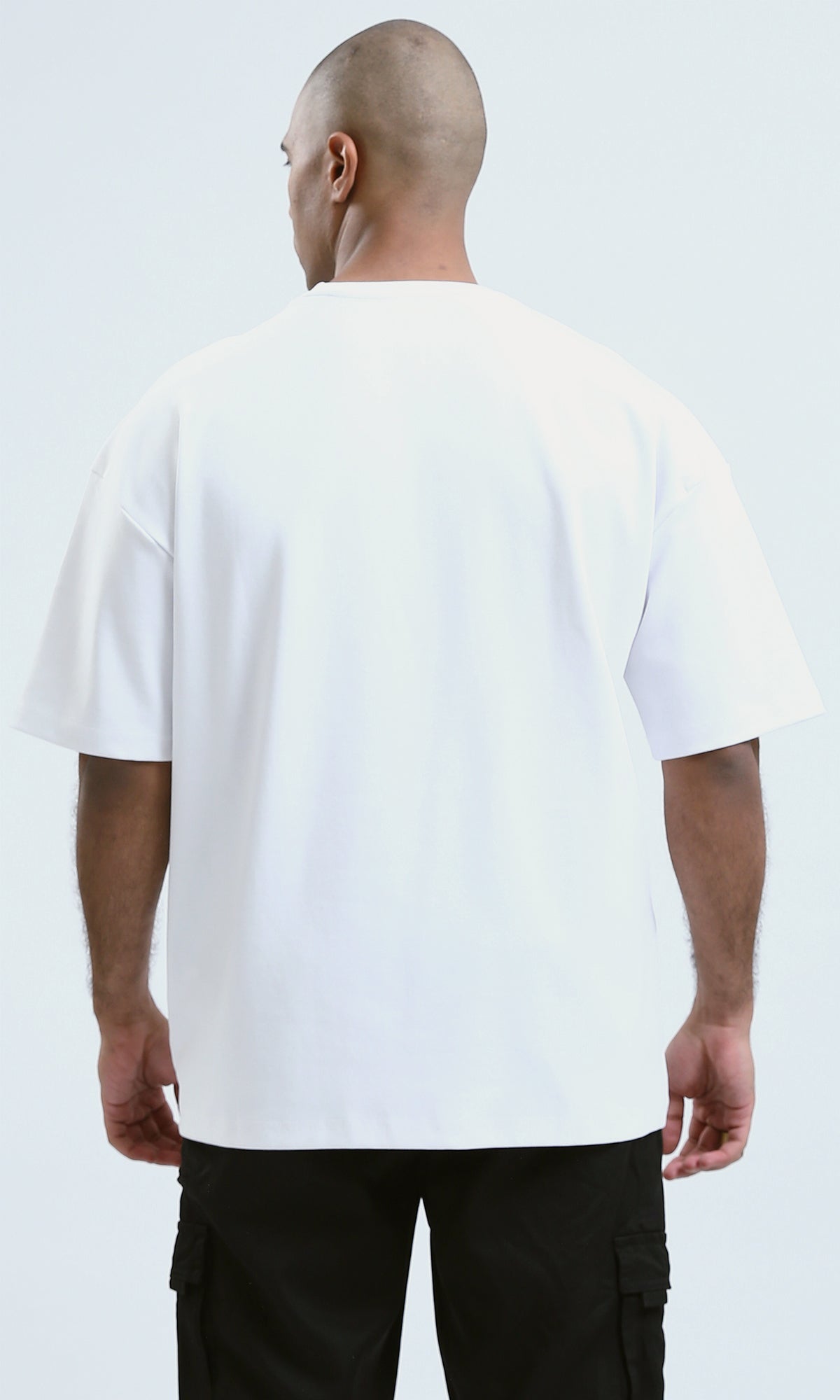 o190723 - Elbow Sleeves White Tee With Side Pocket