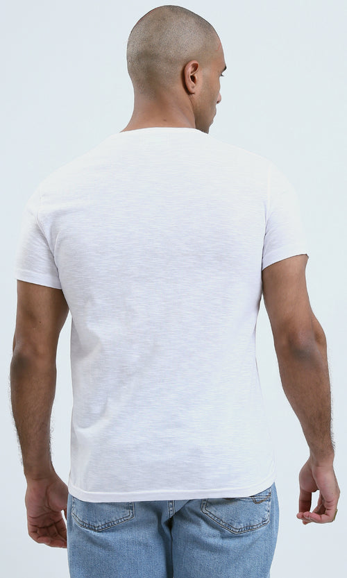 o190726 - Round Neck Comfort Heather White Summer Tee