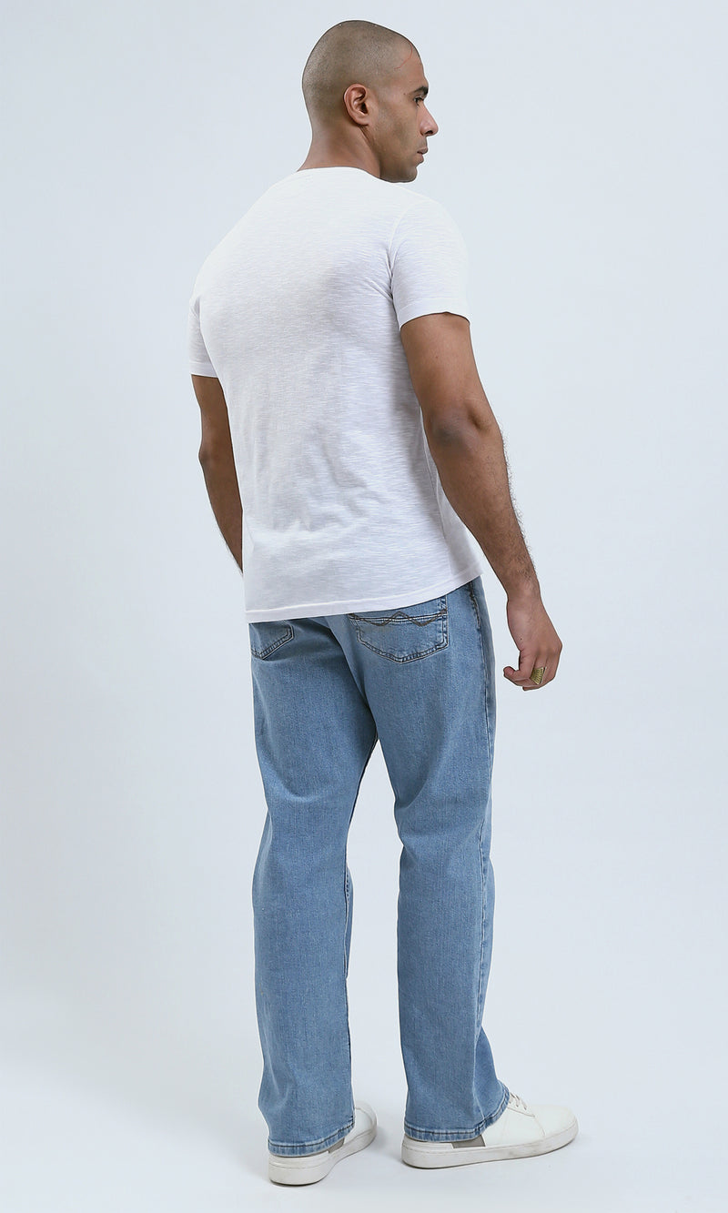 o190726 - Round Neck Comfort Heather White Summer Tee