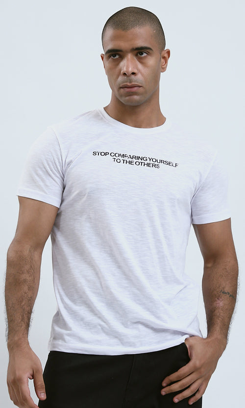 O190728 - "Not Fair" Heather White Printed Regular Tee