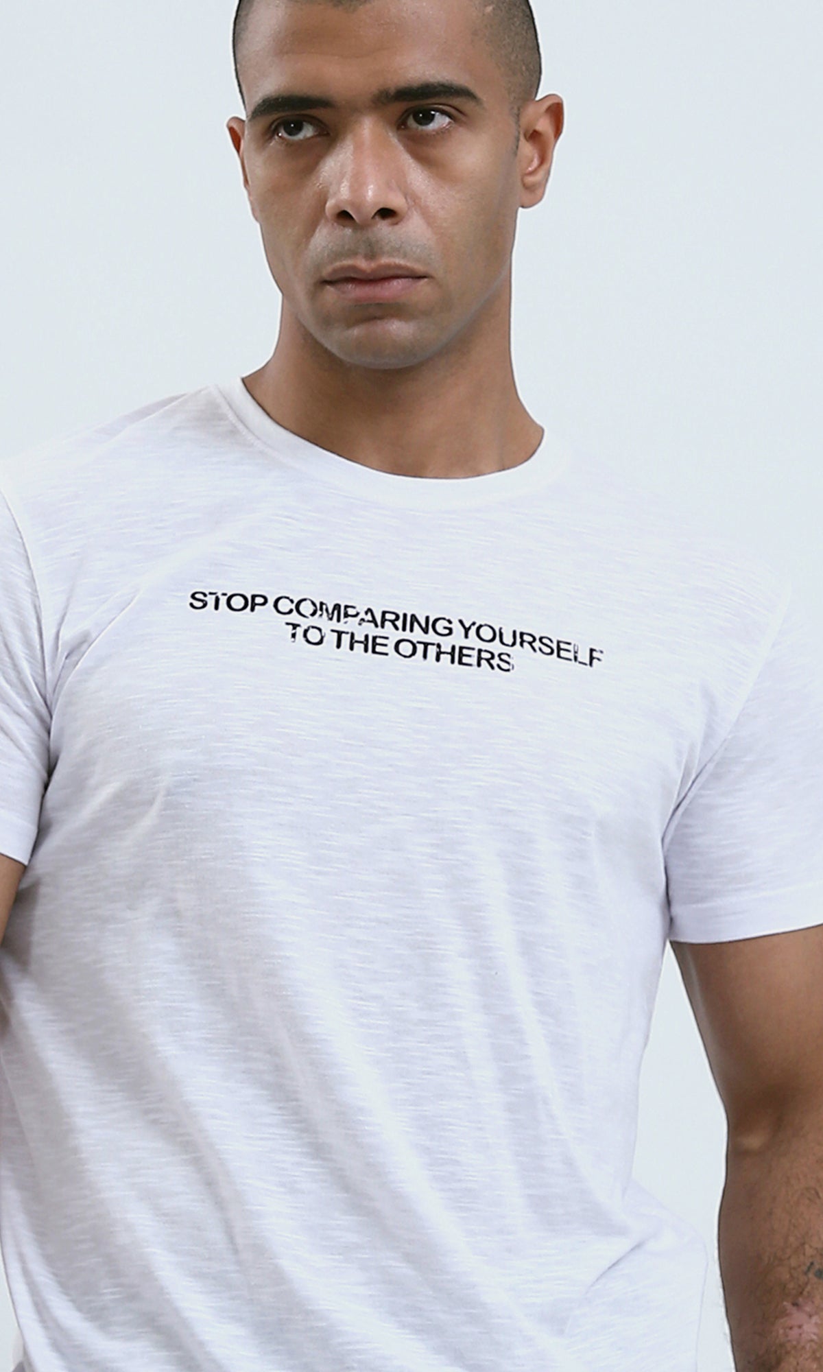 O190728 - "Not Fair" Heather White Printed Regular Tee