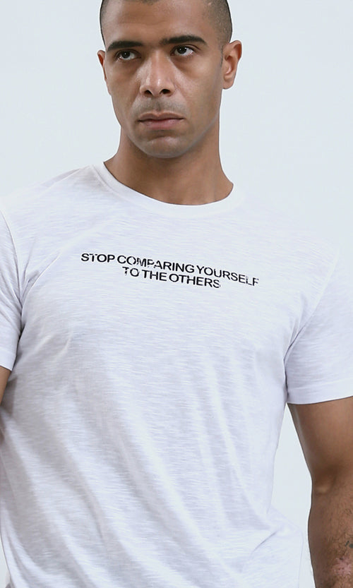 O190728 - "Not Fair" Heather White Printed Regular Tee