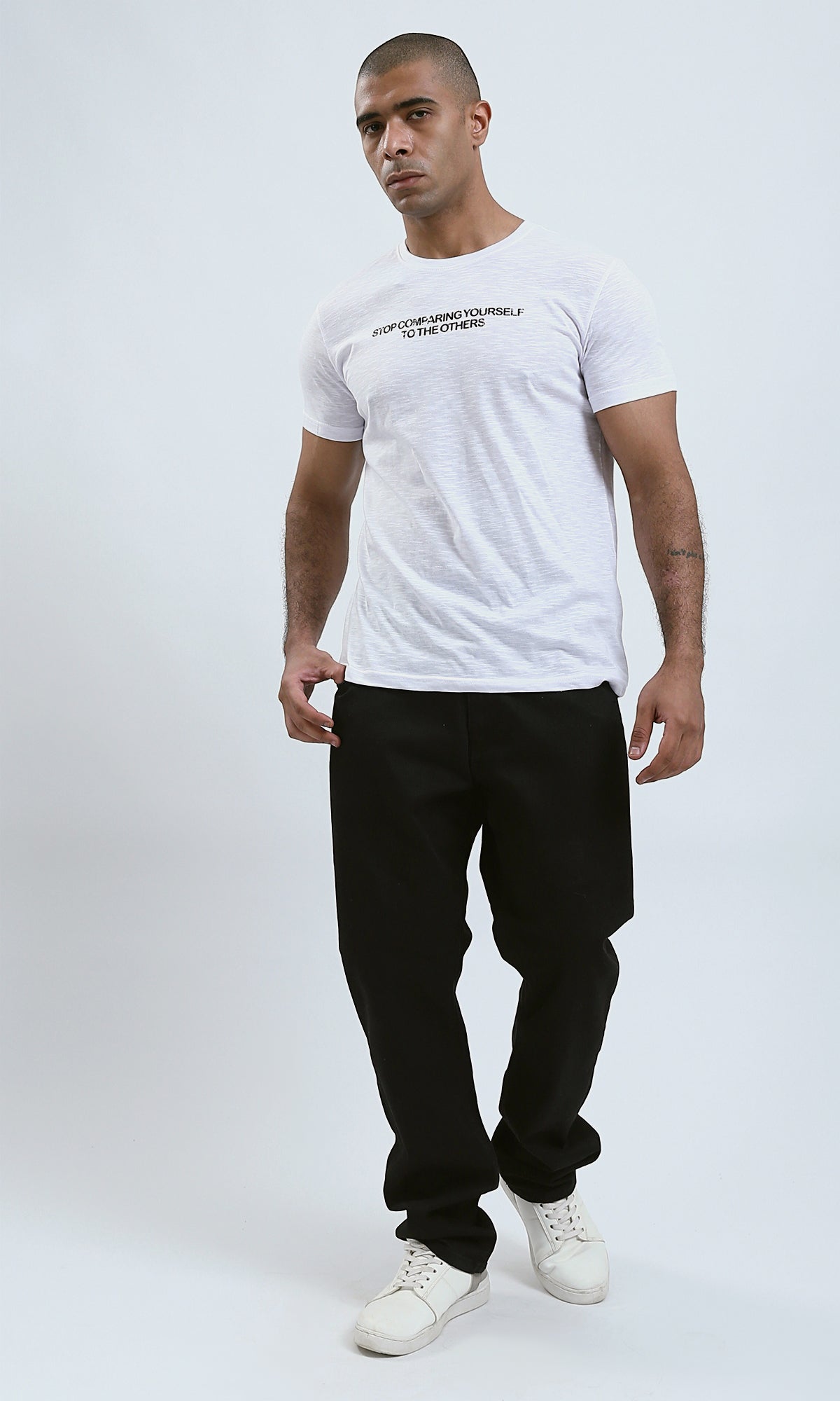 O190728 - "Not Fair" Heather White Printed Regular Tee