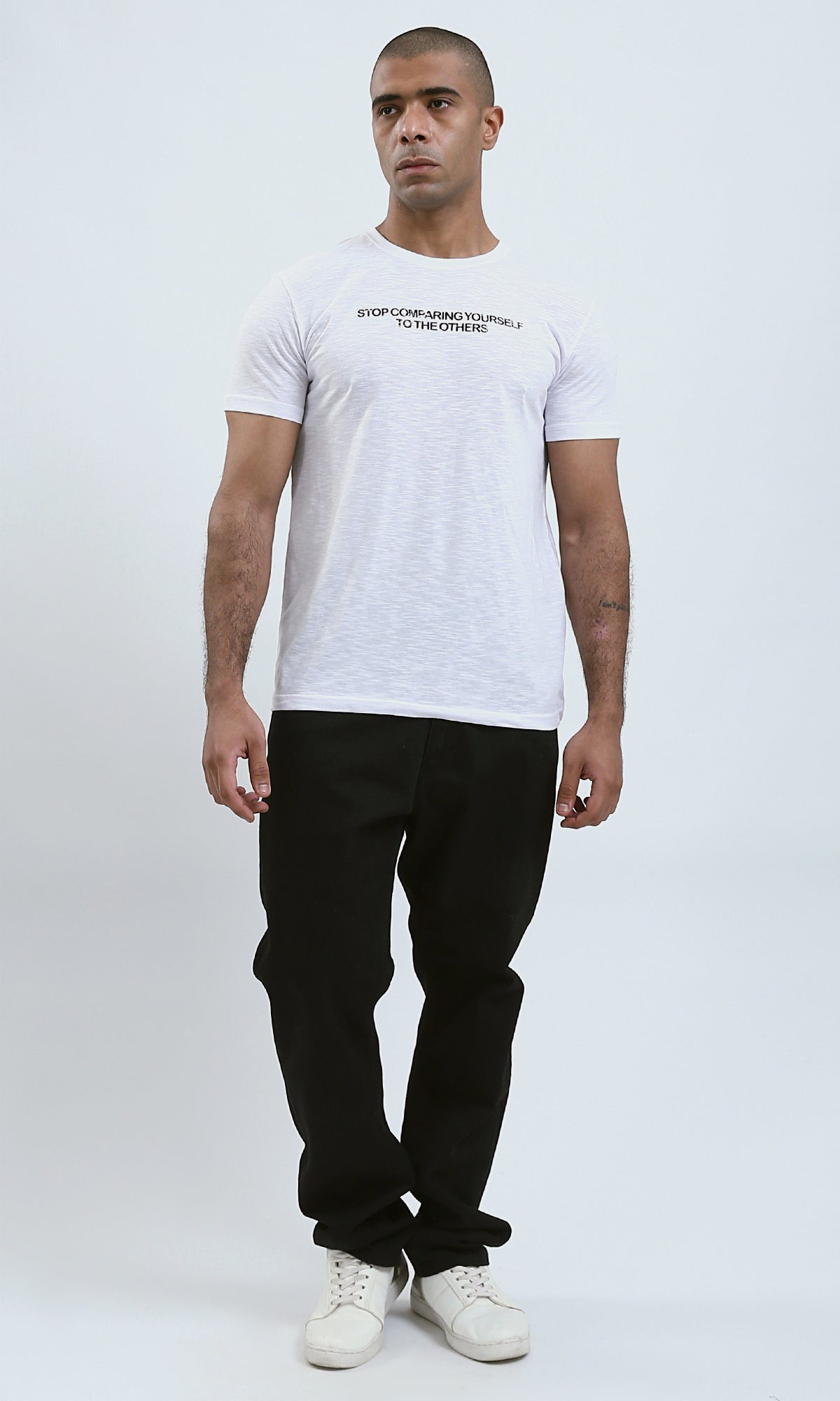 O190728 - "Not Fair" Heather White Printed Regular Tee
