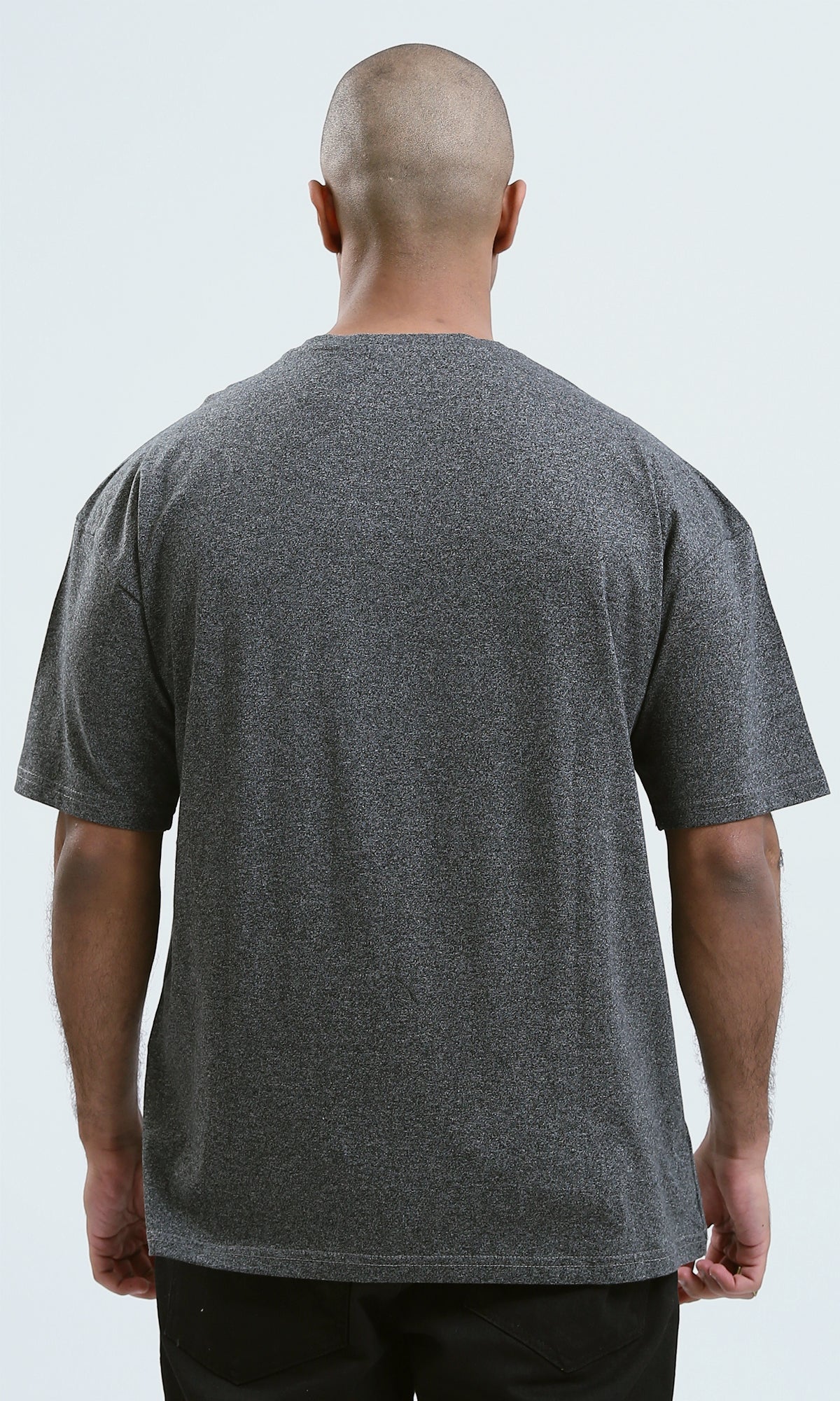 o190737 - Round Neck Heather Dark Grey Slip On Tee
