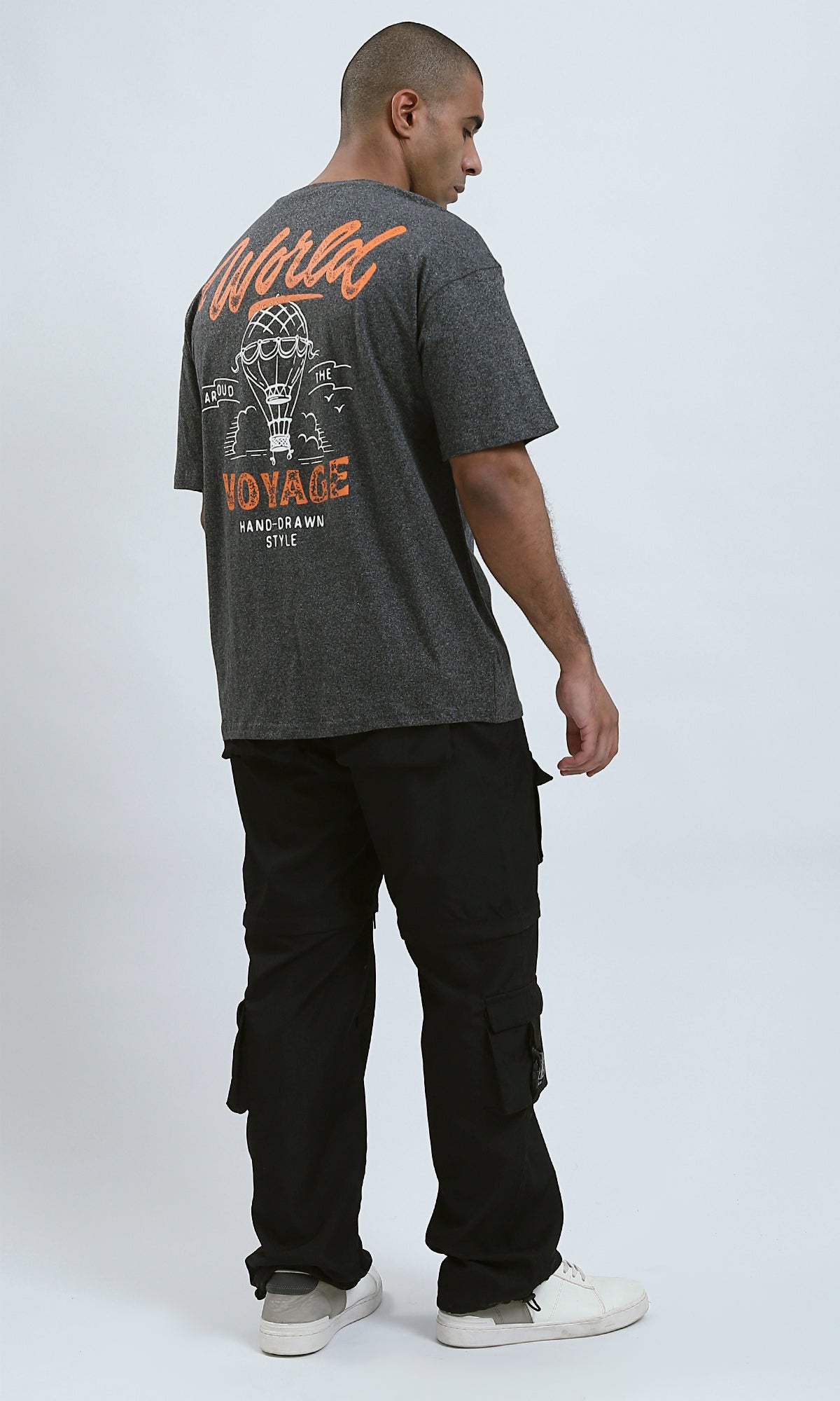 O190738 - Printed Slip-On Summer Tee - Heather Dark Grey