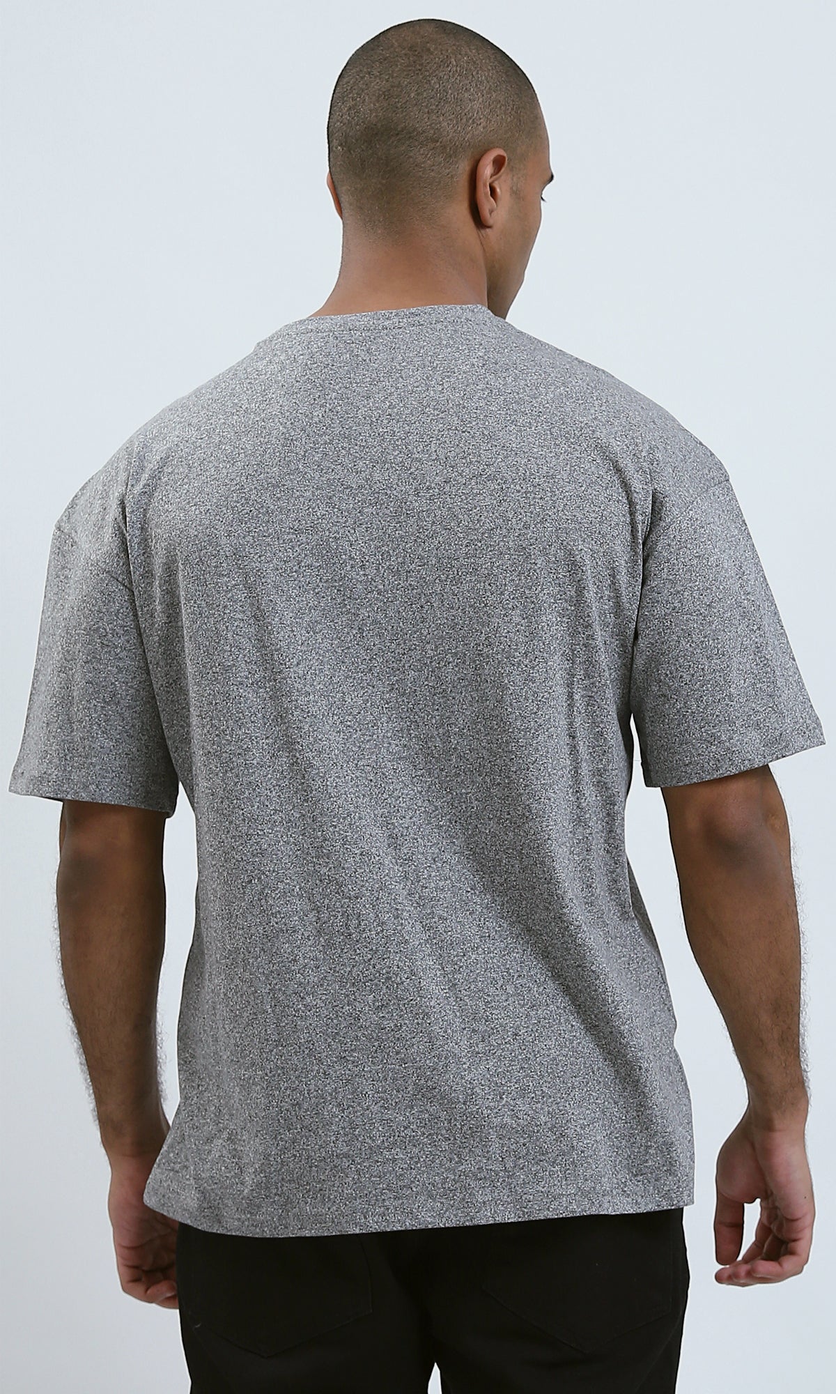 O190742 - Side Printed Elbow Sleeves Light Grey Tee