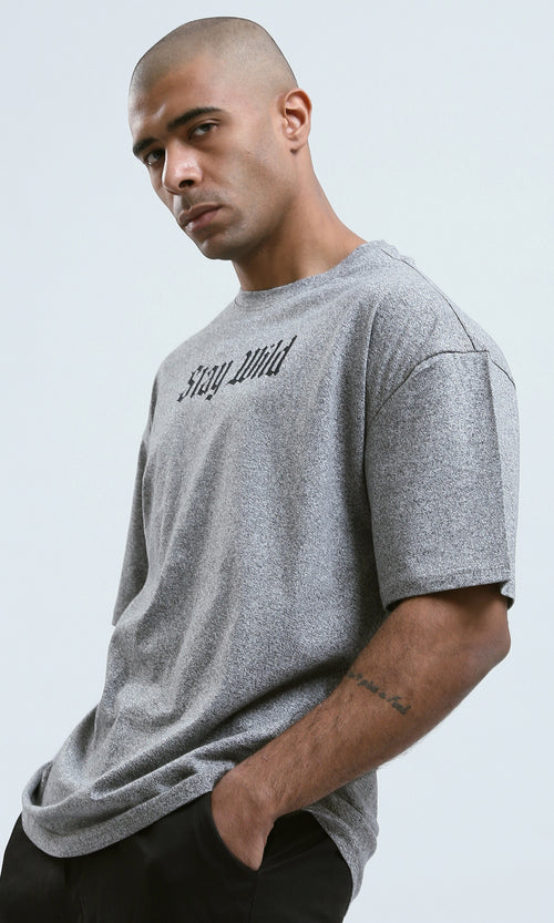 o190744 - Heather Dark Grey Elbow Sleeves Slip On Tee