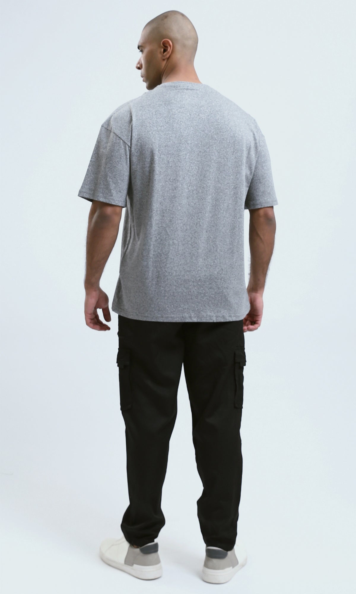 o190744 - Heather Dark Grey Elbow Sleeves Slip On Tee