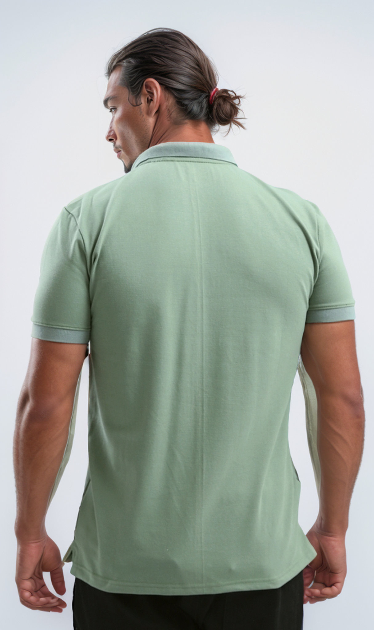 O190828 Classic Collar Solid Light Green Polo Shirt