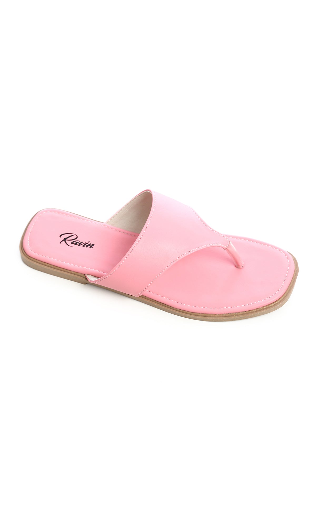 Women's Soft Pink Wide-Strap Thong Sandals - O190896