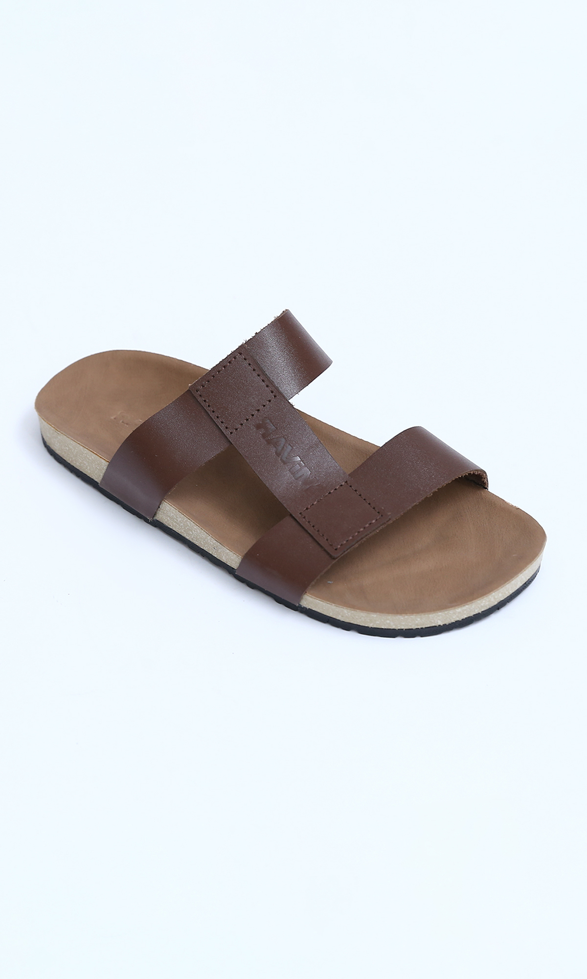 Men's Brown Double Strap Urban Slides - O191120