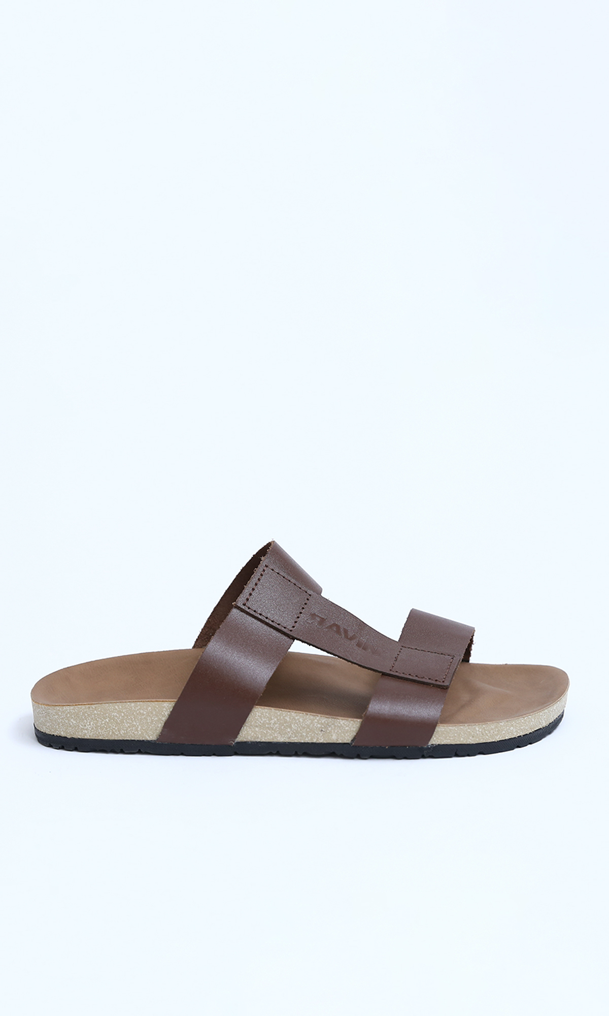 Men's Brown Double Strap Urban Slides - O191120