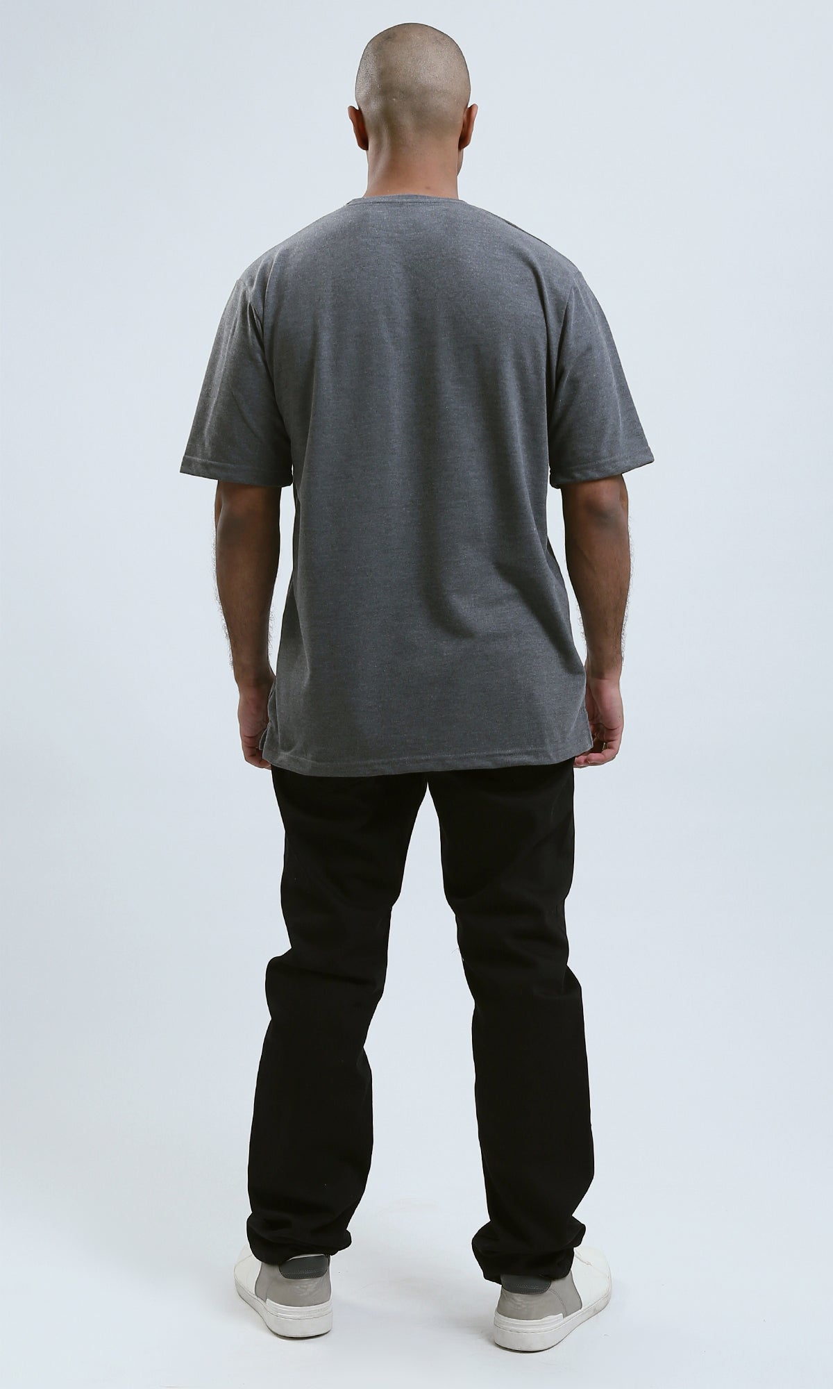 o191173 - Patterned Relaxed Fit Heather Dark Grey Tee