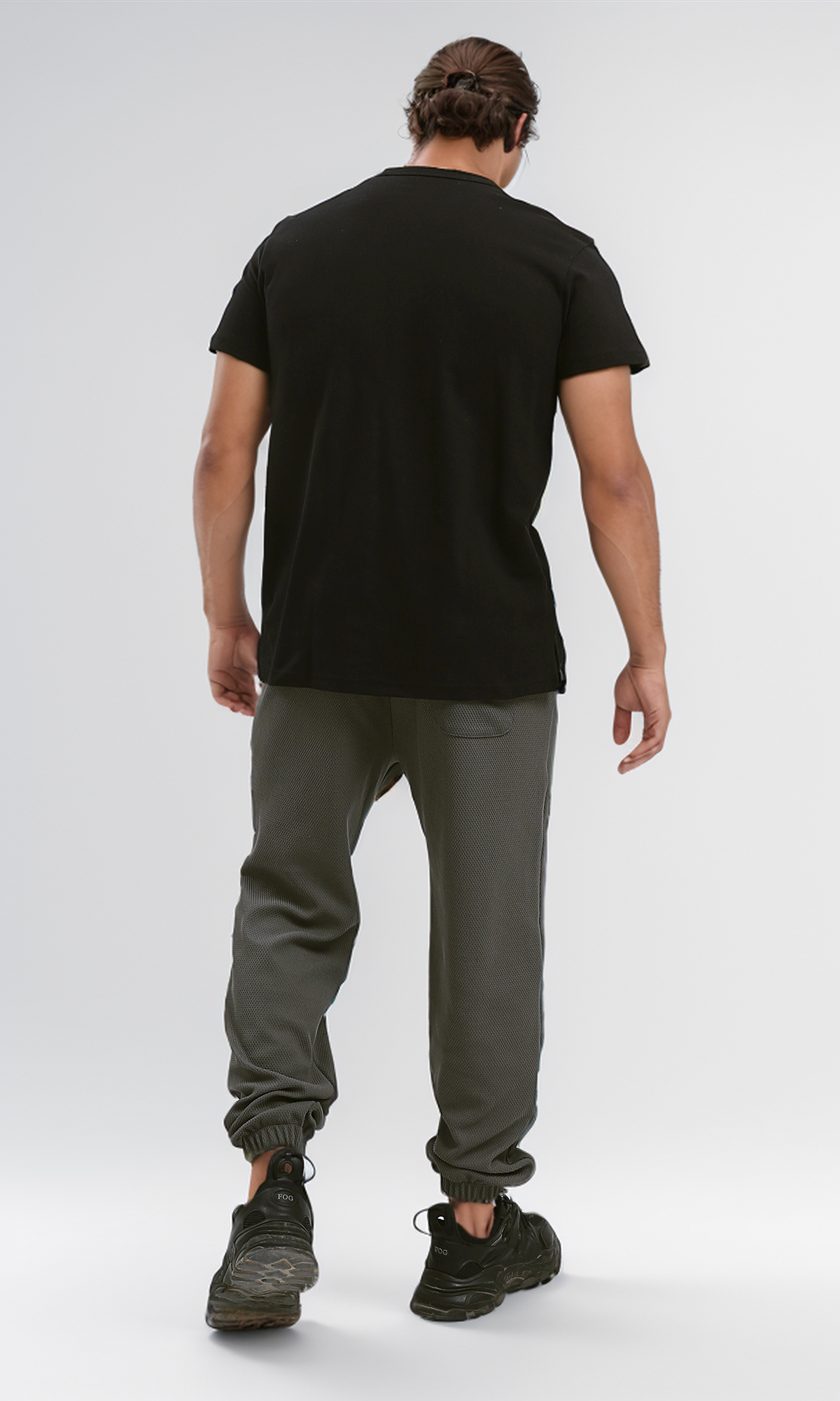 O191177 Slip On Short Sleeves Black Henley Shirt