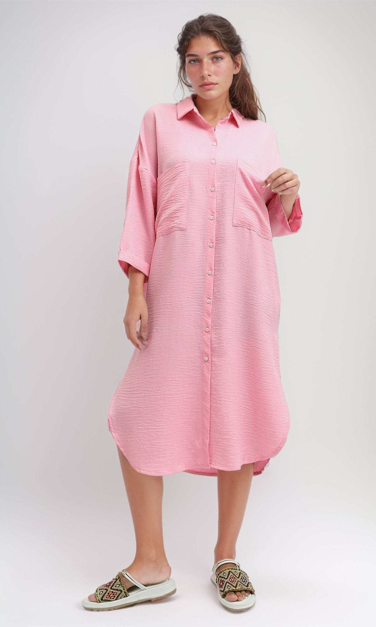 O191178 Rose Dress With Bottoms Round Slits