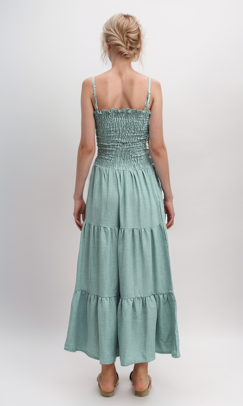 O191181 Sleeveless Ruffle Long Dress - Mintgreen