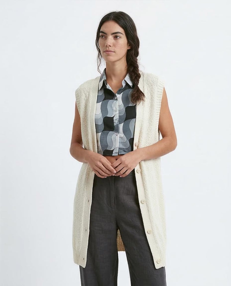 Ravin Women's Retro Wave Cropped Shirt with Cinch Detail - Black & White - O191216