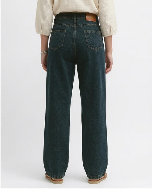 Ravin Dark Wash Distressed Wide-Leg Jeans - o191280