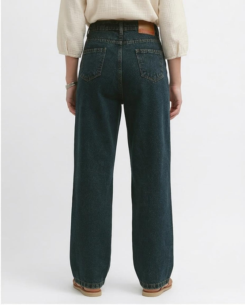 Ravin Dark Wash Distressed Wide-Leg Jeans - o191280