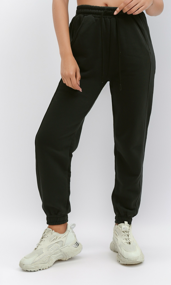 O191338 Solid Patterned Casual Dark Grey Jogger Pants