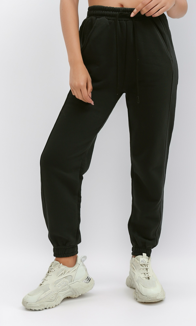 O191338 Solid Patterned Casual Dark Grey Jogger Pants